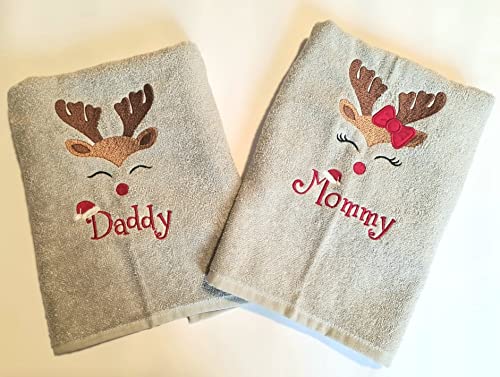 Set 2 asciugamani Natale idea regalo personalizzata con rena e