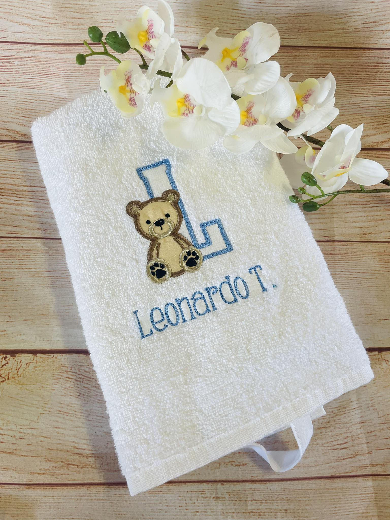 Asciugamano grande 100% cotone personalizzato con ricamo nome e disegno  bambini a scelta