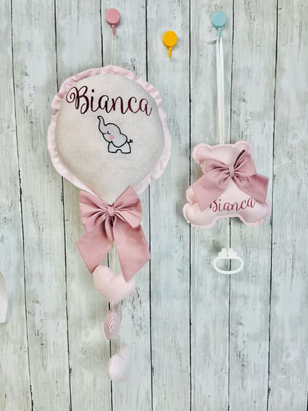 Palloncino nascita fiocco personalizzato con nome e disegno ricamato, stelle, nuvole o cuori, annuncio nascita, decorazione cameretta, fuori porta, misura grande - immagine 6