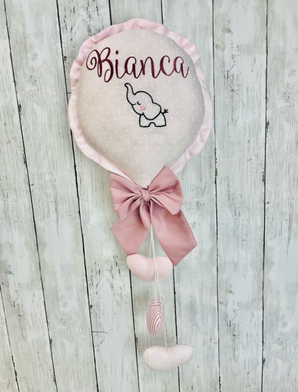 Palloncino nascita fiocco personalizzato con nome e disegno ricamato, stelle, nuvole o cuori, annuncio nascita, decorazione cameretta, fuori porta, misura grande - immagine 7