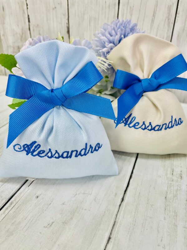 Bomboniera sacchetto portaconfetti con nome, sacchetto cadeaux personalizzato, ideale per Battesimo/Laurea/Cresima/Nascita/Matrimonio